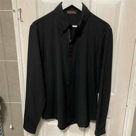 prada button up|prada zip up shirt.